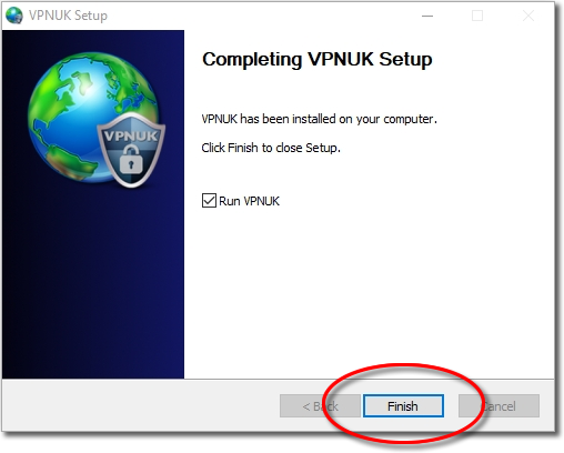 Finish – Setup VPNUK