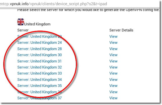 Choose VPNUK server